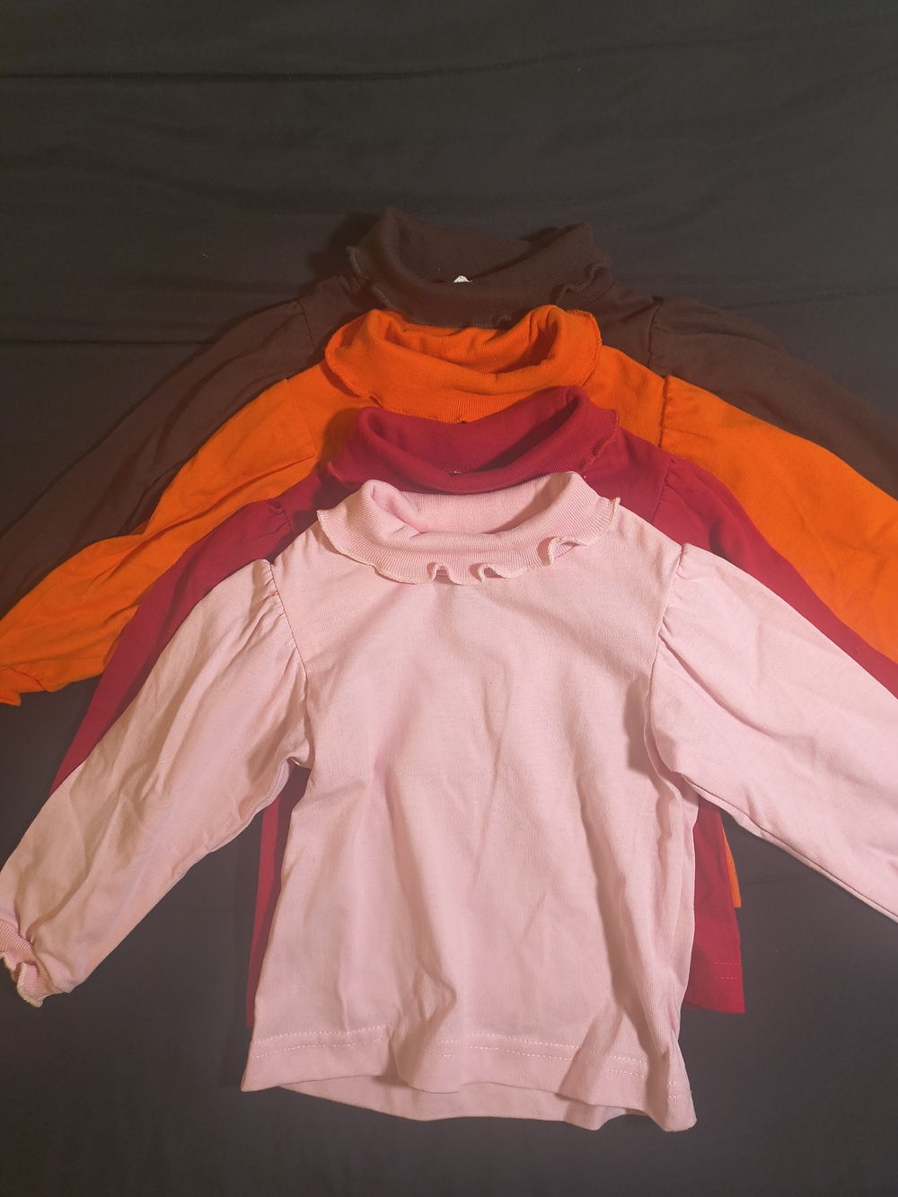 Girls Long-Sleeve Ruffle Turtleneck Tee - Pink